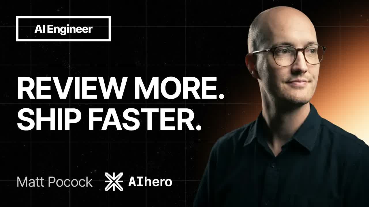 Постер доклада Fixing the PR Bottleneck — Matt Pocock